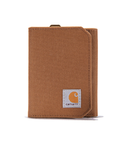 Portafoglio a tre ante in tela olona di nylon CARHARTT BROWN